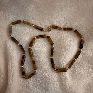 Tigers eye and Gold Bead Necklace